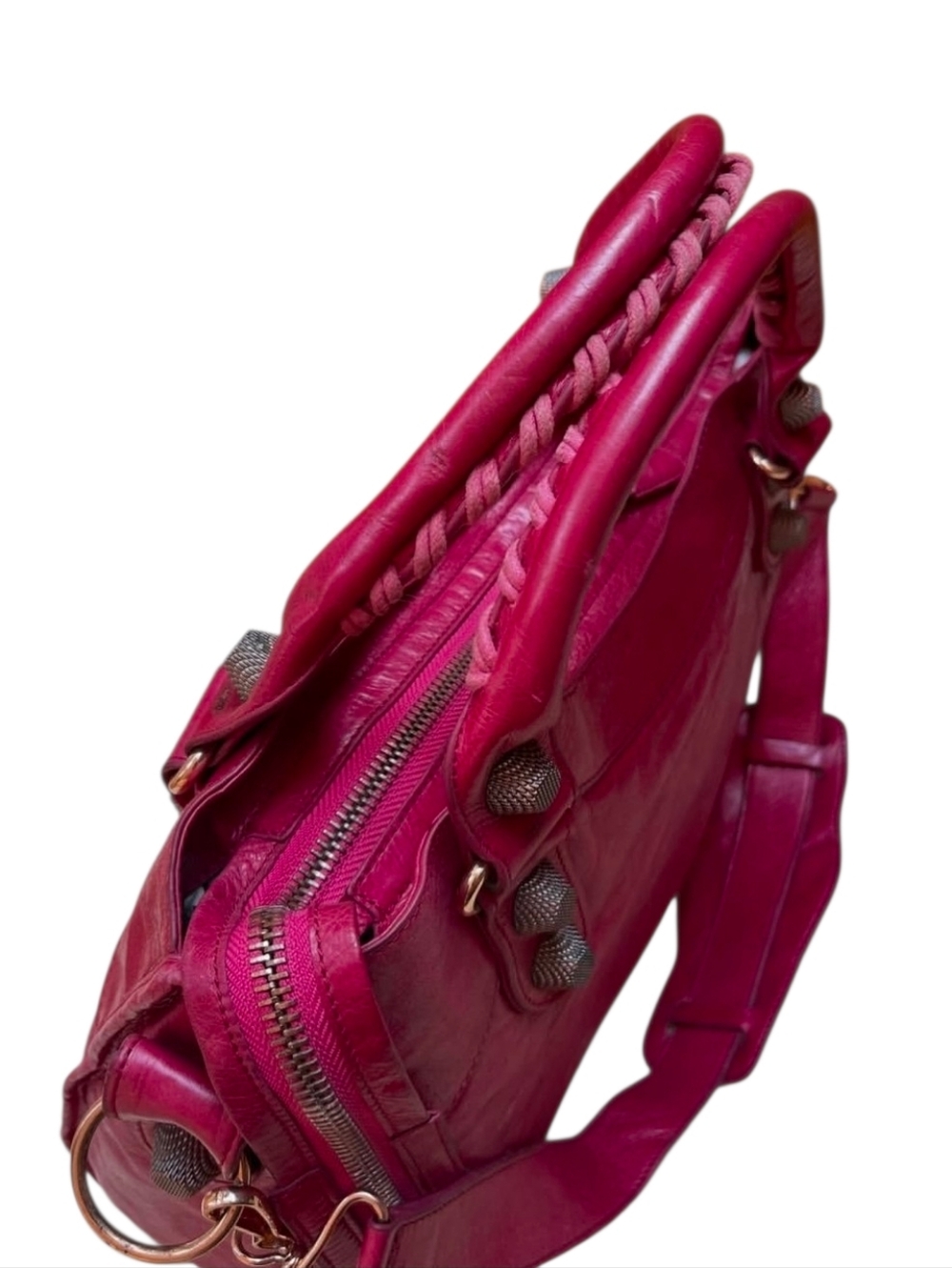 Balenciaga Giant Motorcity Women’s Fuchsia Top-Handle Satchel Bag - Picture 3 of 7